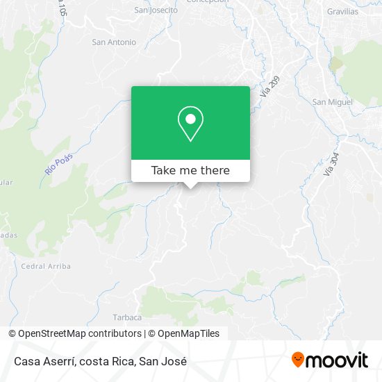 Casa Aserrí, costa Rica map