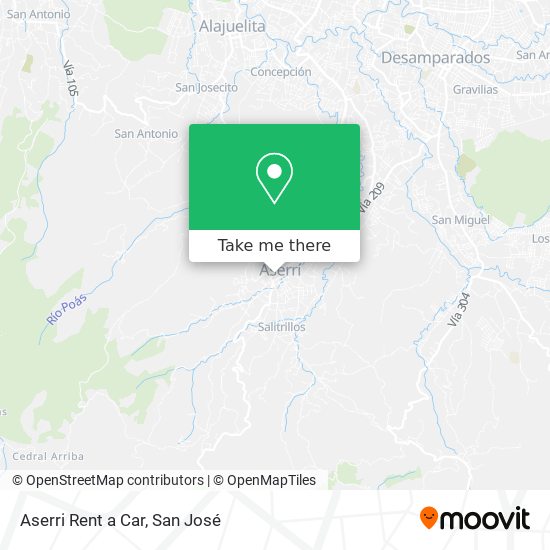 Aserri Rent a Car map