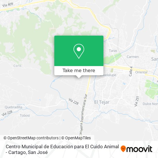 Mapa de Centro Municipal de Educación para El Cuido Animal - Cartago