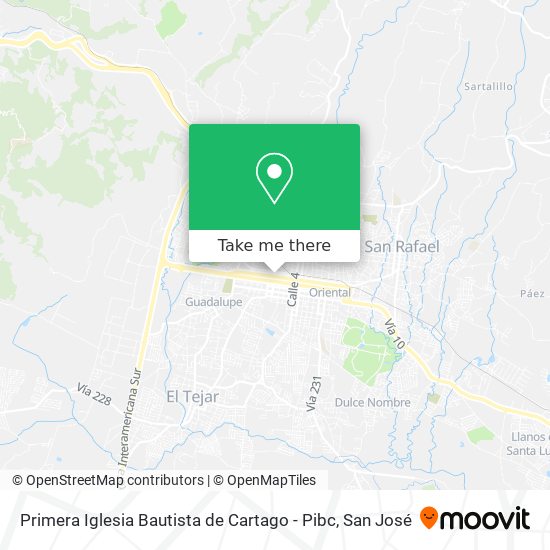 Mapa de Primera Iglesia Bautista de Cartago - Pibc