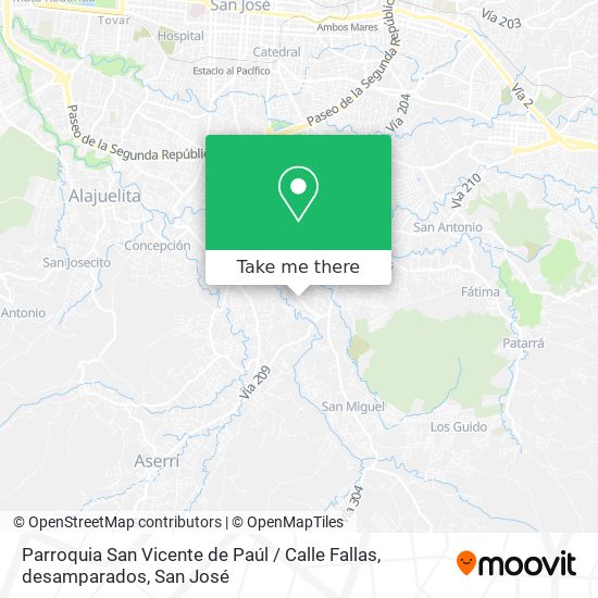 Parroquia San Vicente de Paúl / Calle Fallas, desamparados map