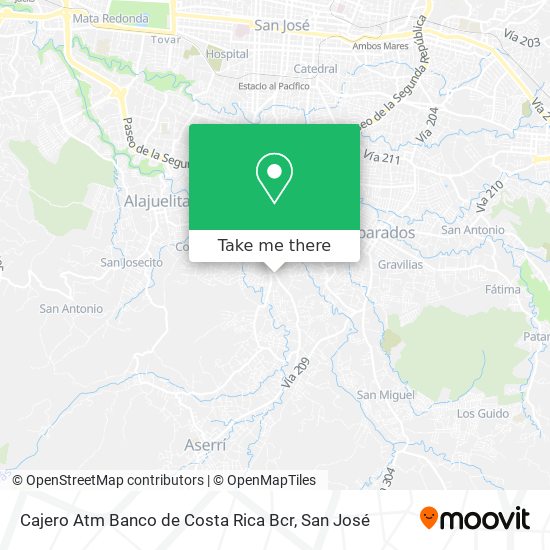 Mapa de Cajero Atm Banco de Costa Rica Bcr