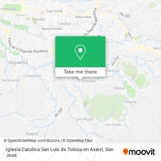 Iglesia Catolica San Luis de Tolosa en Aserrí map