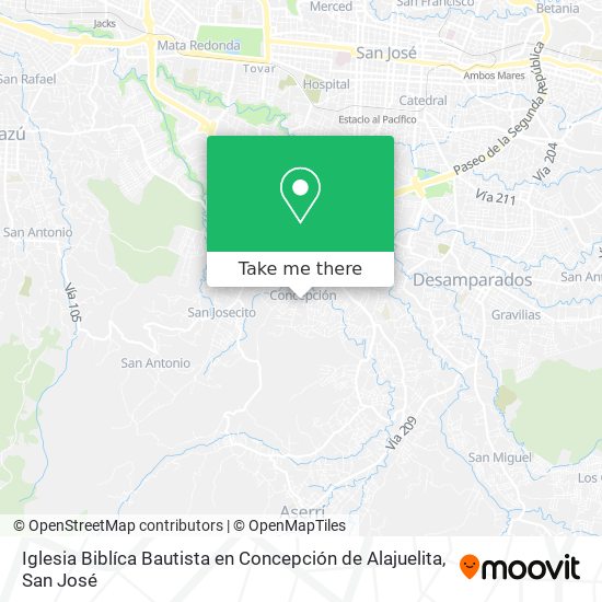 Iglesia Biblíca Bautista en Concepción de Alajuelita map