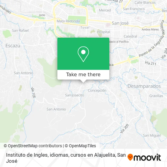 Instituto de Ingles, idiomas, cursos en Alajuelita map