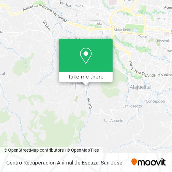 Centro Recuperacion Animal de Escazu map