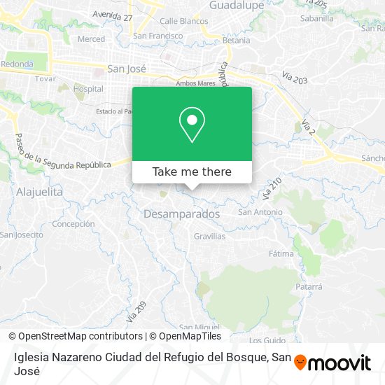 Iglesia Nazareno Ciudad del Refugio del Bosque map