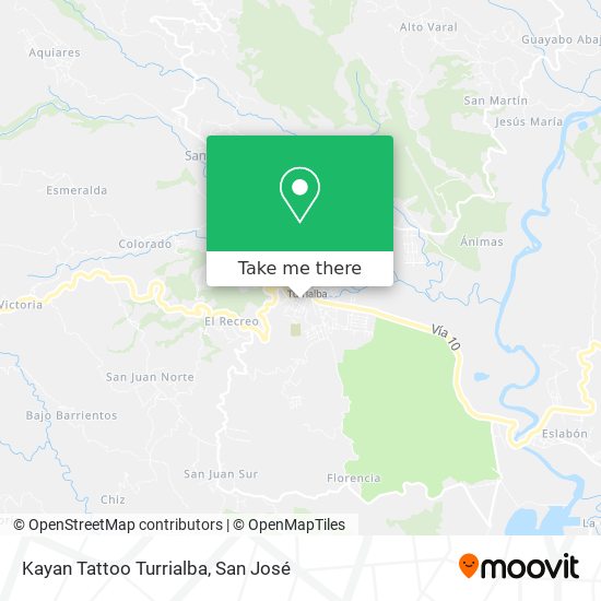 Kayan Tattoo Turrialba map