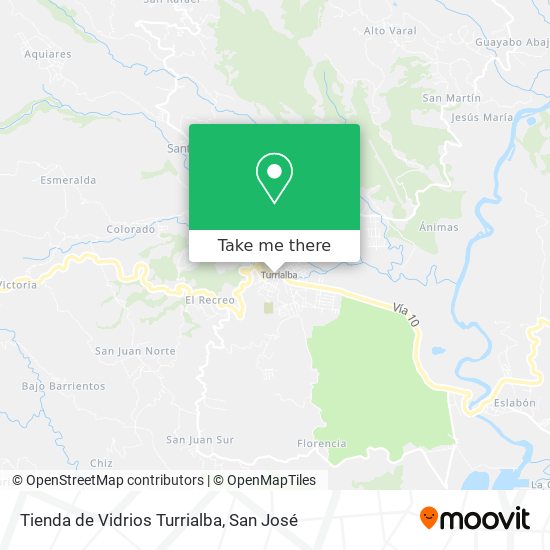 Tienda de Vidrios Turrialba map