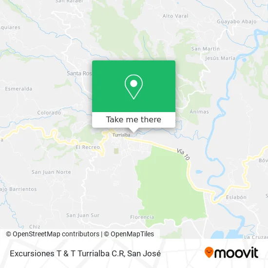 Excursiones T & T Turrialba C.R map