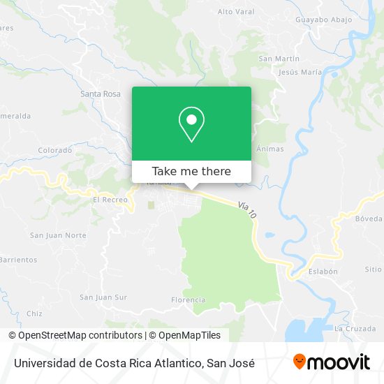 Mapa de Universidad de Costa Rica Atlantico