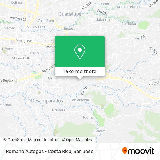 Romano Autogas - Costa Rica map