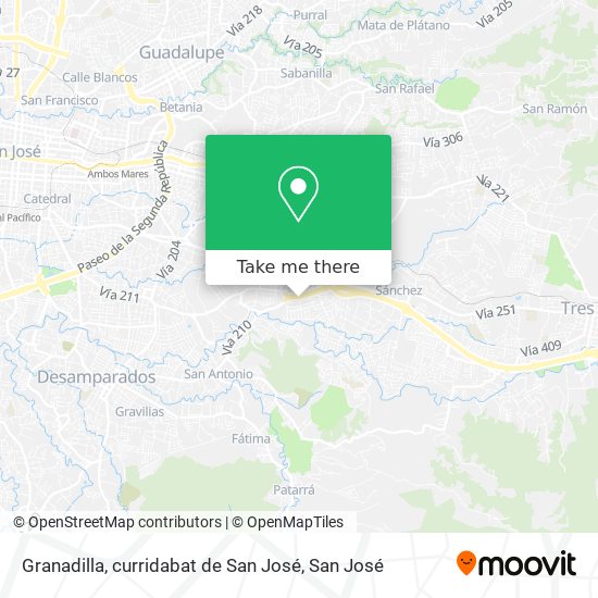 Granadilla, curridabat de San José map