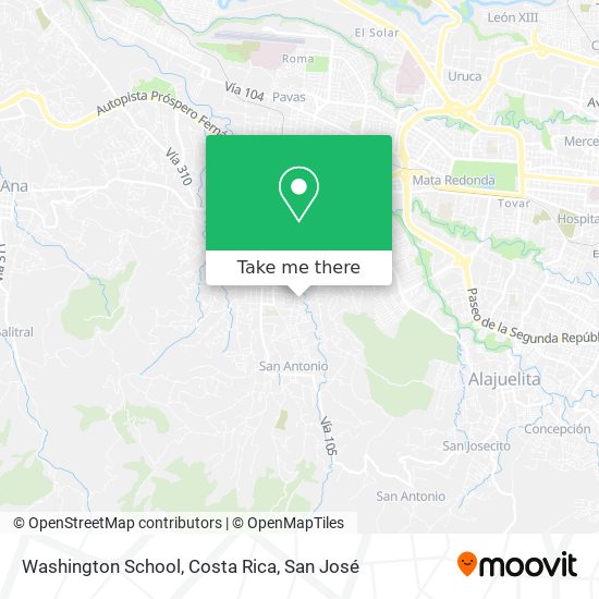 Washington School, Costa Rica map