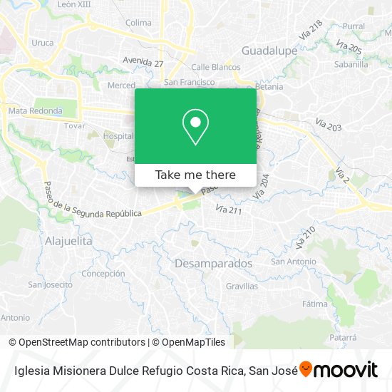 Mapa de Iglesia Misionera Dulce Refugio Costa Rica