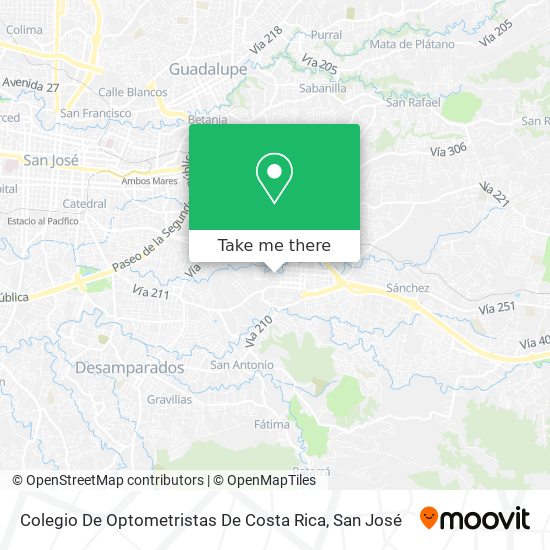 Colegio De Optometristas De Costa Rica map