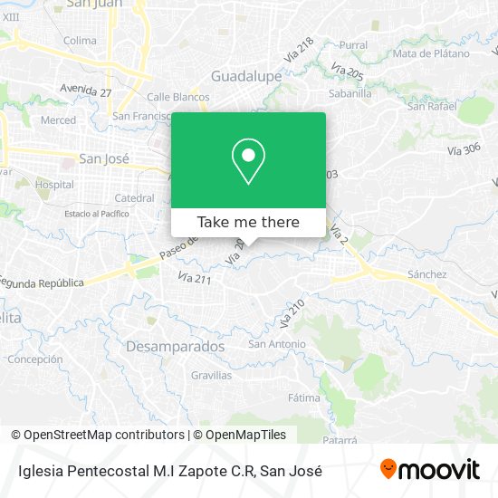 Iglesia Pentecostal M.I Zapote C.R map