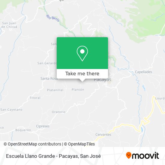Mapa de Escuela Llano Grande - Pacayas