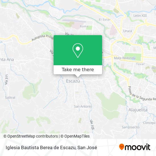 Mapa de Iglesia Bautista Berea de Escazu