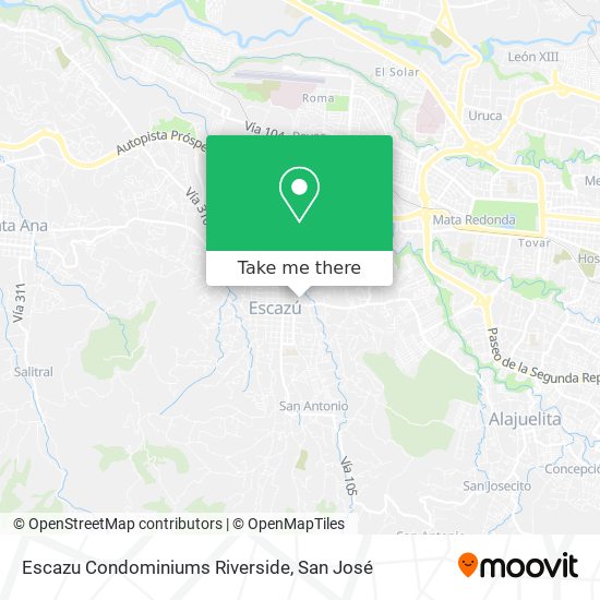 Escazu Condominiums Riverside map