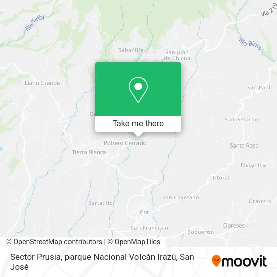 Mapa de Sector Prusia, parque Nacional Volcán Irazú
