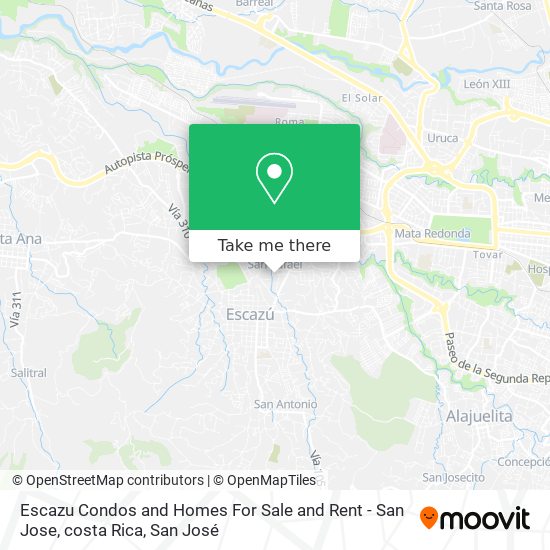 Escazu Condos and Homes For Sale and Rent - San Jose, costa Rica map