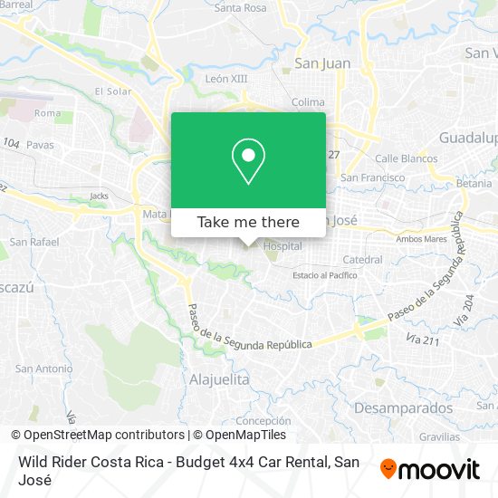 Wild Rider Costa Rica - Budget 4x4 Car Rental map