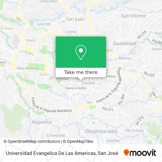 Mapa de Universidad Evangelica De Las Americas