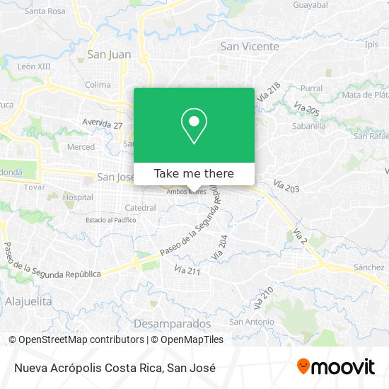 Nueva Acrópolis Costa Rica map