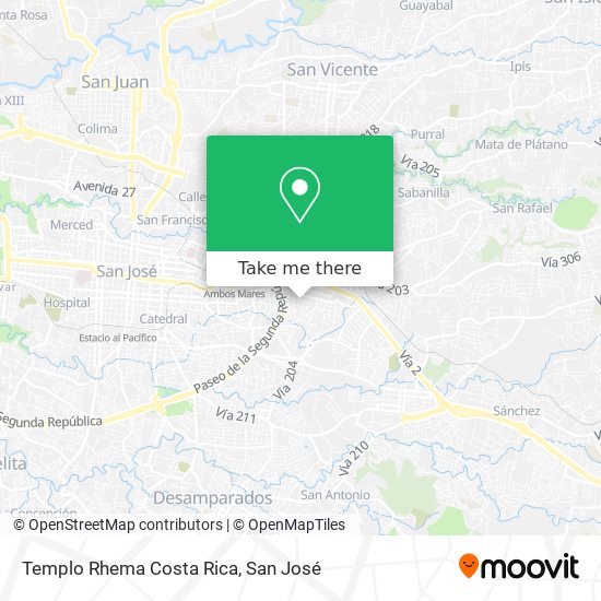 Templo Rhema Costa Rica map