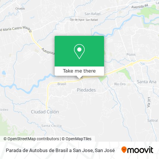 Parada de Autobus de Brasil a San Jose map