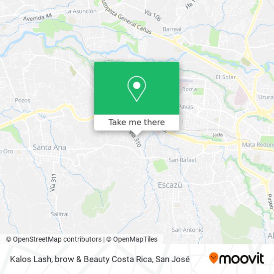 Kalos Lash, brow & Beauty Costa Rica map