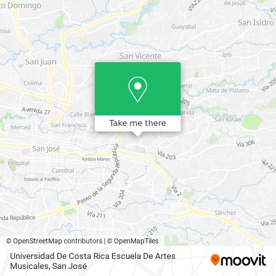 Universidad De Costa Rica Escuela De Artes Musicales map