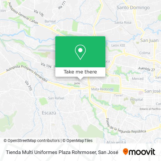 How to get to Tienda Multi Uniformes Plaza Rohrmoser in San José by Bus Train?