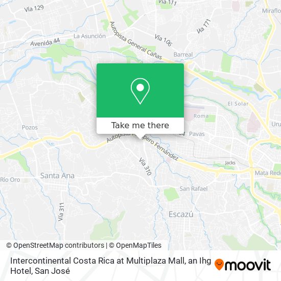 Intercontinental Costa Rica at Multiplaza Mall, an Ihg Hotel map