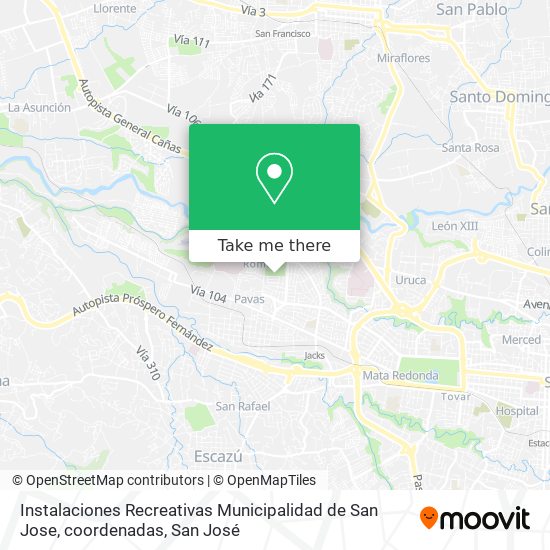 Instalaciones Recreativas Municipalidad de San Jose, coordenadas map