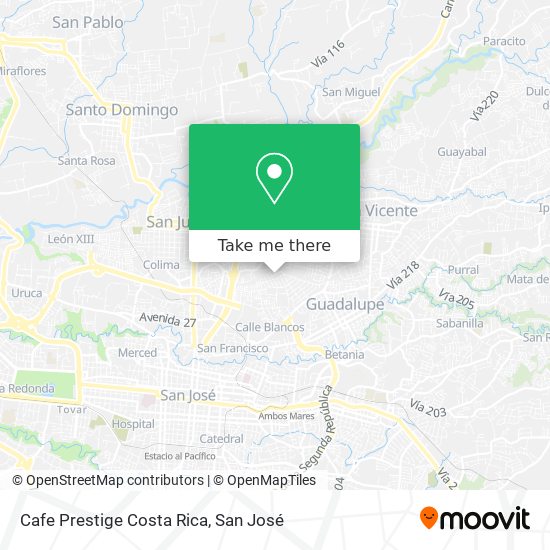 Cafe Prestige Costa Rica map