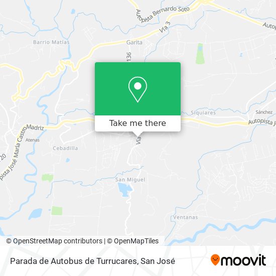 Mapa de Parada de Autobus de Turrucares