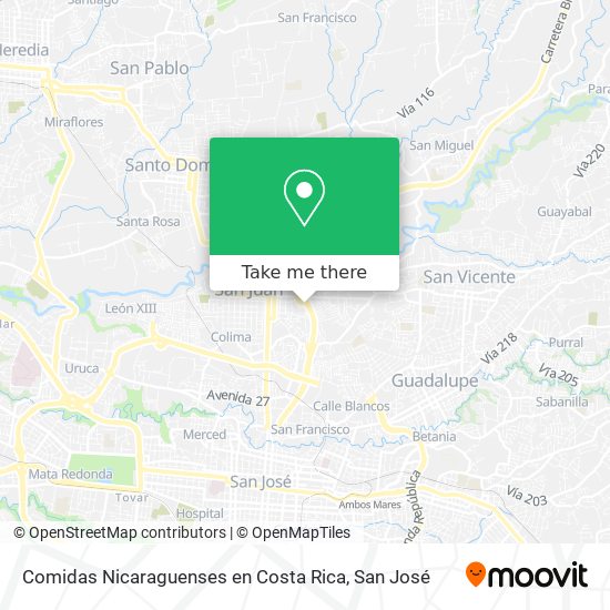 Comidas Nicaraguenses en Costa Rica map