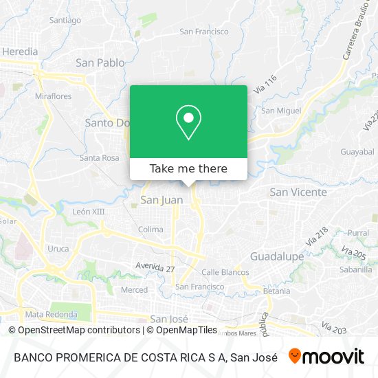 BANCO PROMERICA DE COSTA RICA S A map