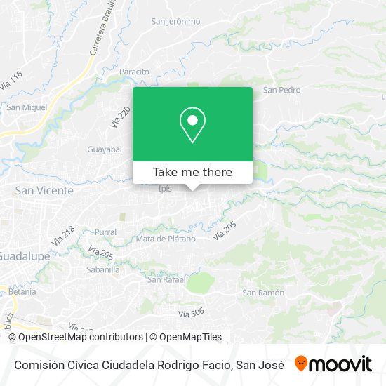 Comisión Cívica Ciudadela Rodrigo Facio map