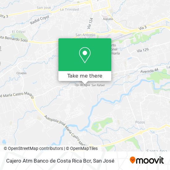 Mapa de Cajero Atm Banco de Costa Rica Bcr