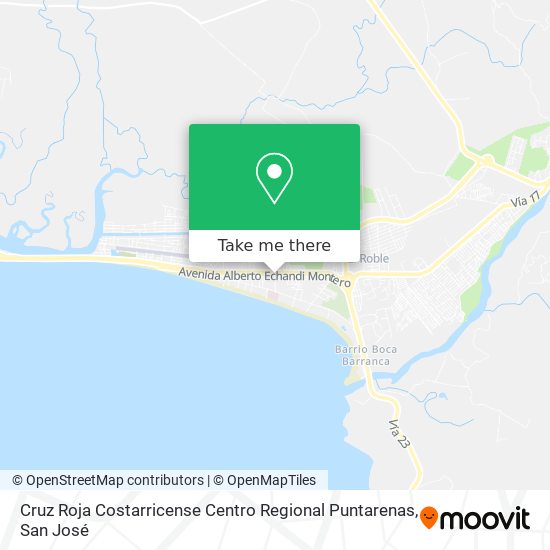 Mapa de Cruz Roja Costarricense Centro Regional Puntarenas