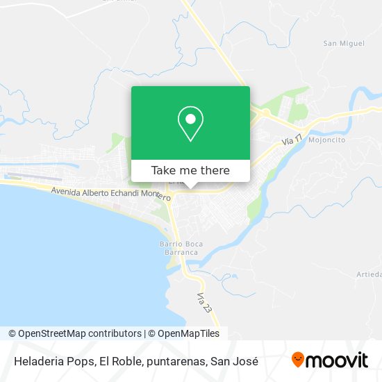 Heladeria Pops, El Roble, puntarenas map