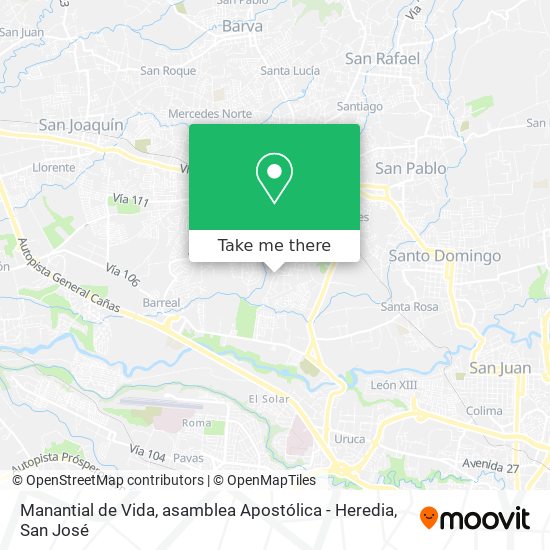 Manantial de Vida, asamblea Apostólica - Heredia map