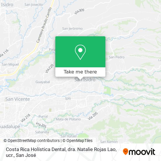 Costa Rica Holística Dental, dra. Natalie Rojas Lao, ucr. map