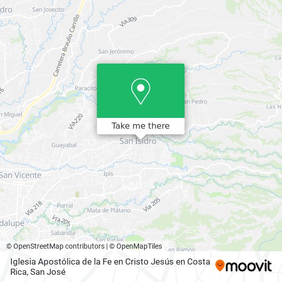 Iglesia Apostólica de la Fe en Cristo Jesús en Costa Rica map