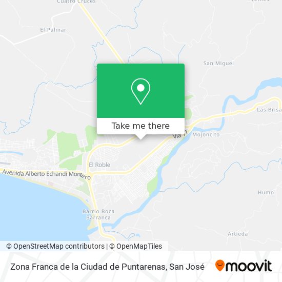 Mapa de Zona Franca de la Ciudad de Puntarenas