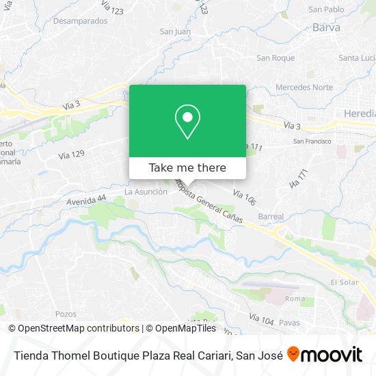 Mapa de Tienda Thomel Boutique Plaza Real Cariari