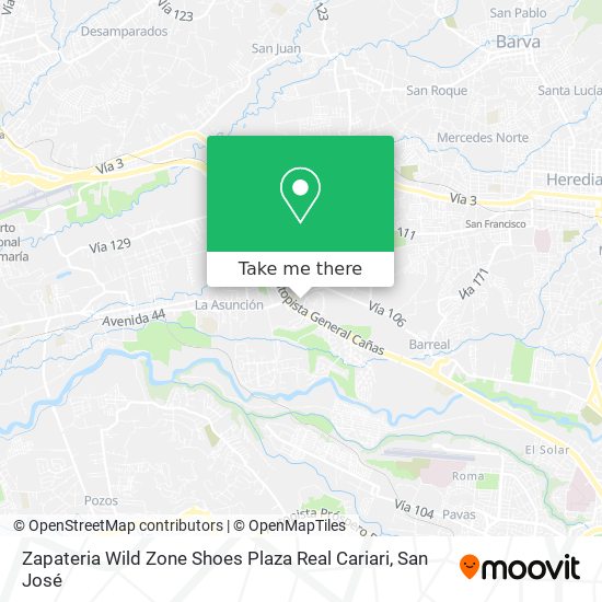 Zapateria Wild Zone Shoes Plaza Real Cariari map